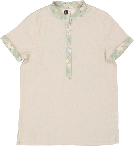 Maniere Boys Embroidered Windowpane Short Sleeve Dress Shirt -  EWSS23
