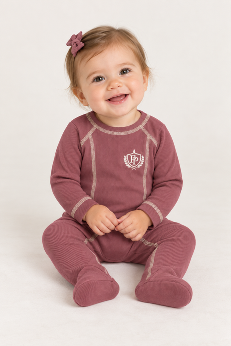 Purple Panda Baby Boys Girls Ribbed Cotton Footie - PJ-BX-261409