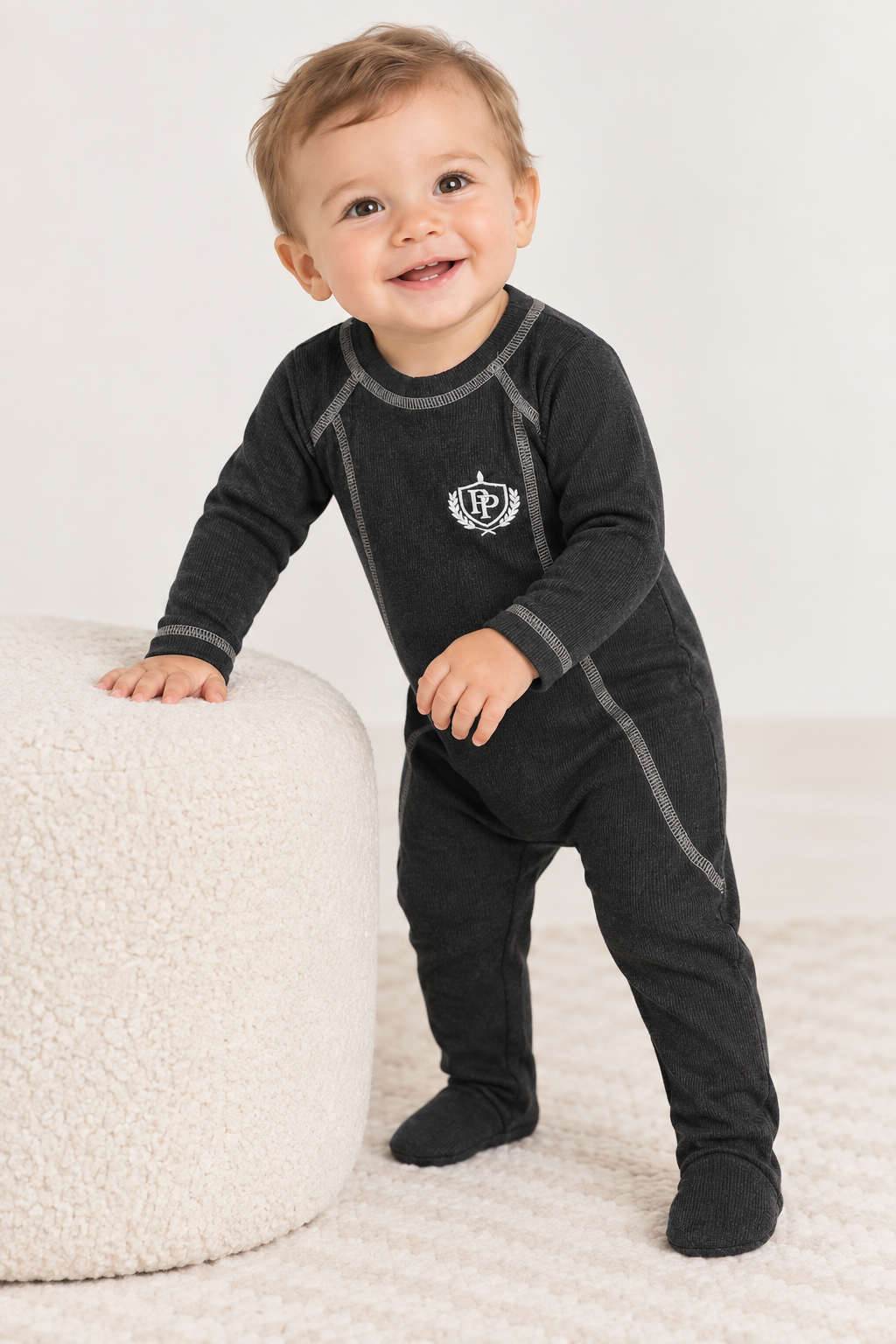 Purple Panda Baby Boys Girls Ribbed Cotton Footie - PJ-BX-261409