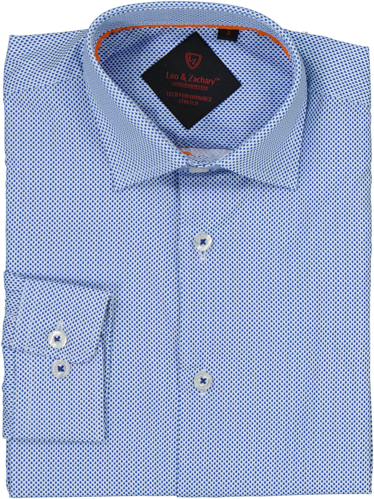 Leo & Zachary Boys Tech Stretch Long Sleeve Dress Shirt - TS520