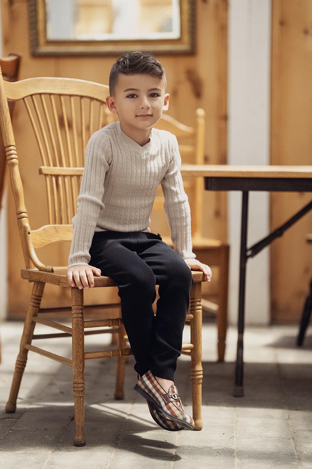 Charlotte & George Boys Rib Knit V-neck Sweater - WB4CP7030