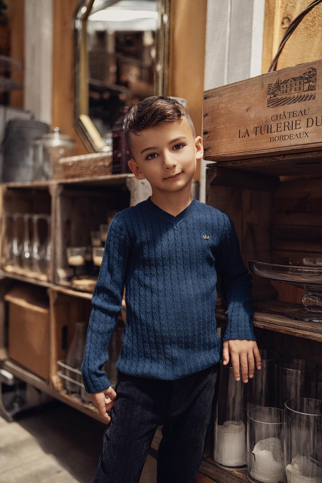 Charlotte & George Boys Rib Knit V-neck Sweater - WB4CP7030