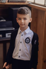 Charlotte & George Boys Textured Emblem Cardigan - WB4CP7058C