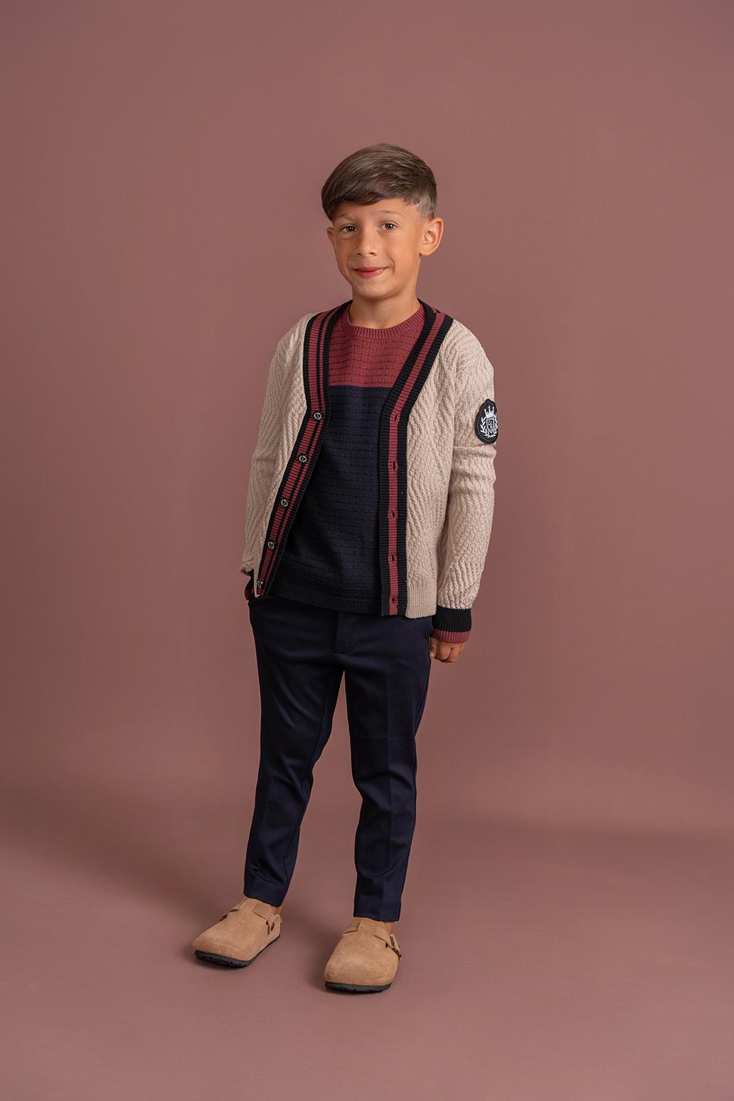 Charlotte & George Boys Diamond Knit Cardigan - WB4CP7094