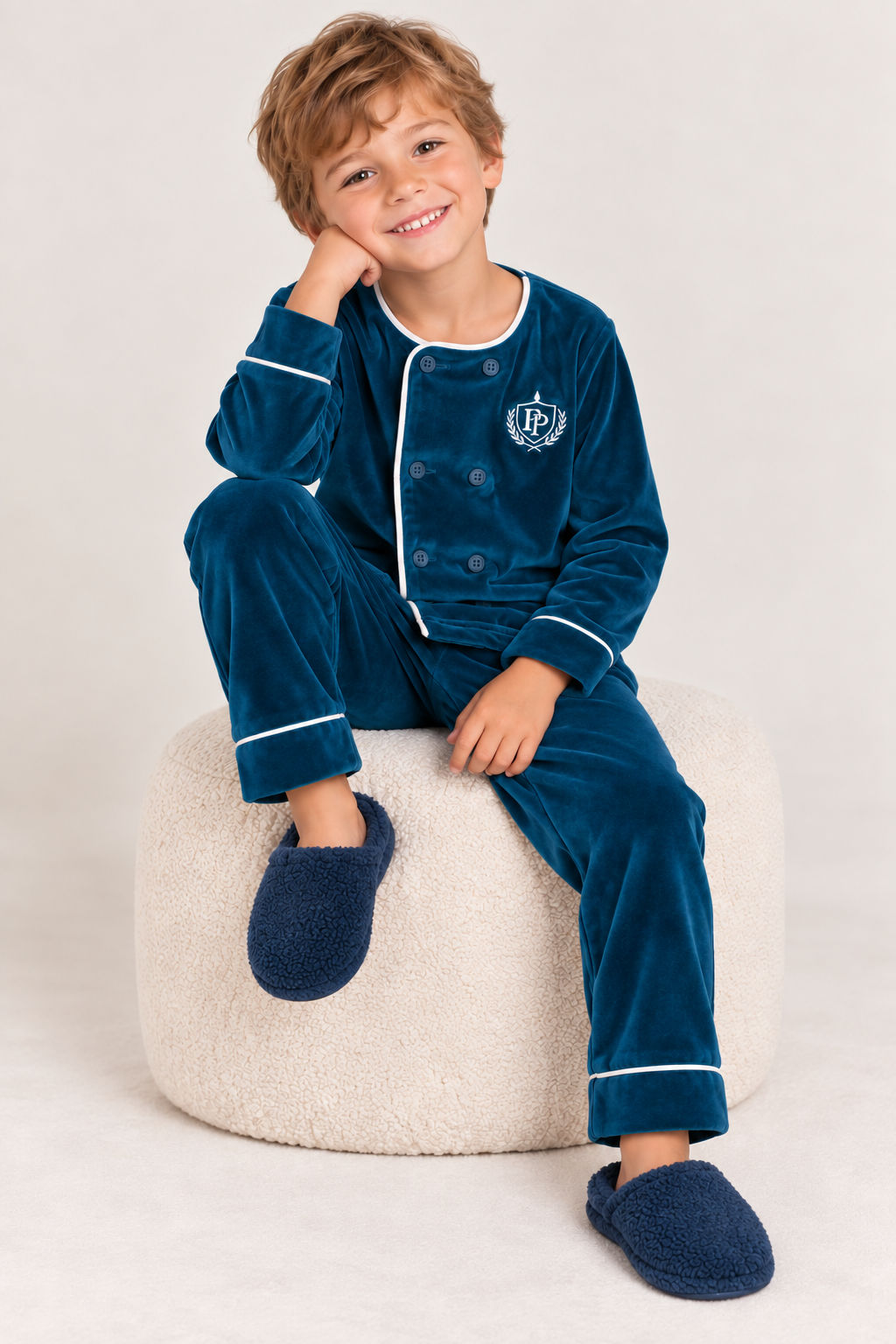 Purple Panda Boys Girls Velour Button Pajamas - PJ-BX-261402
