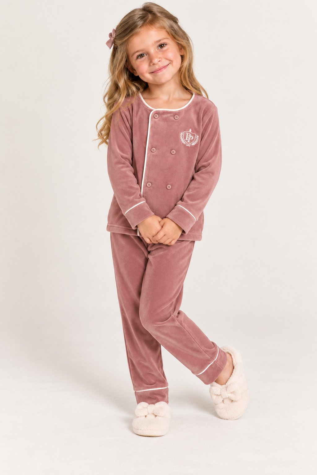Purple Panda Boys Girls Velour Button Pajamas - PJ-BX-261402