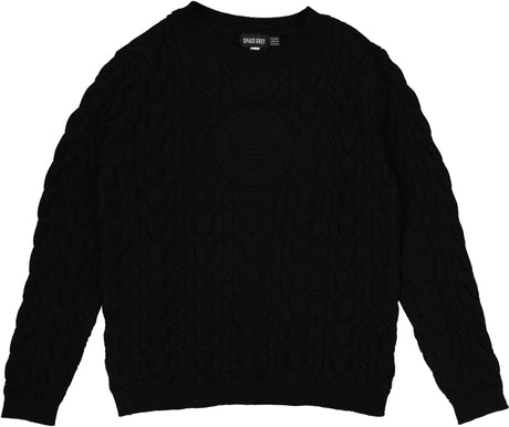Space Gray Boys Cable Knit Sweater - WB6CY3145SW