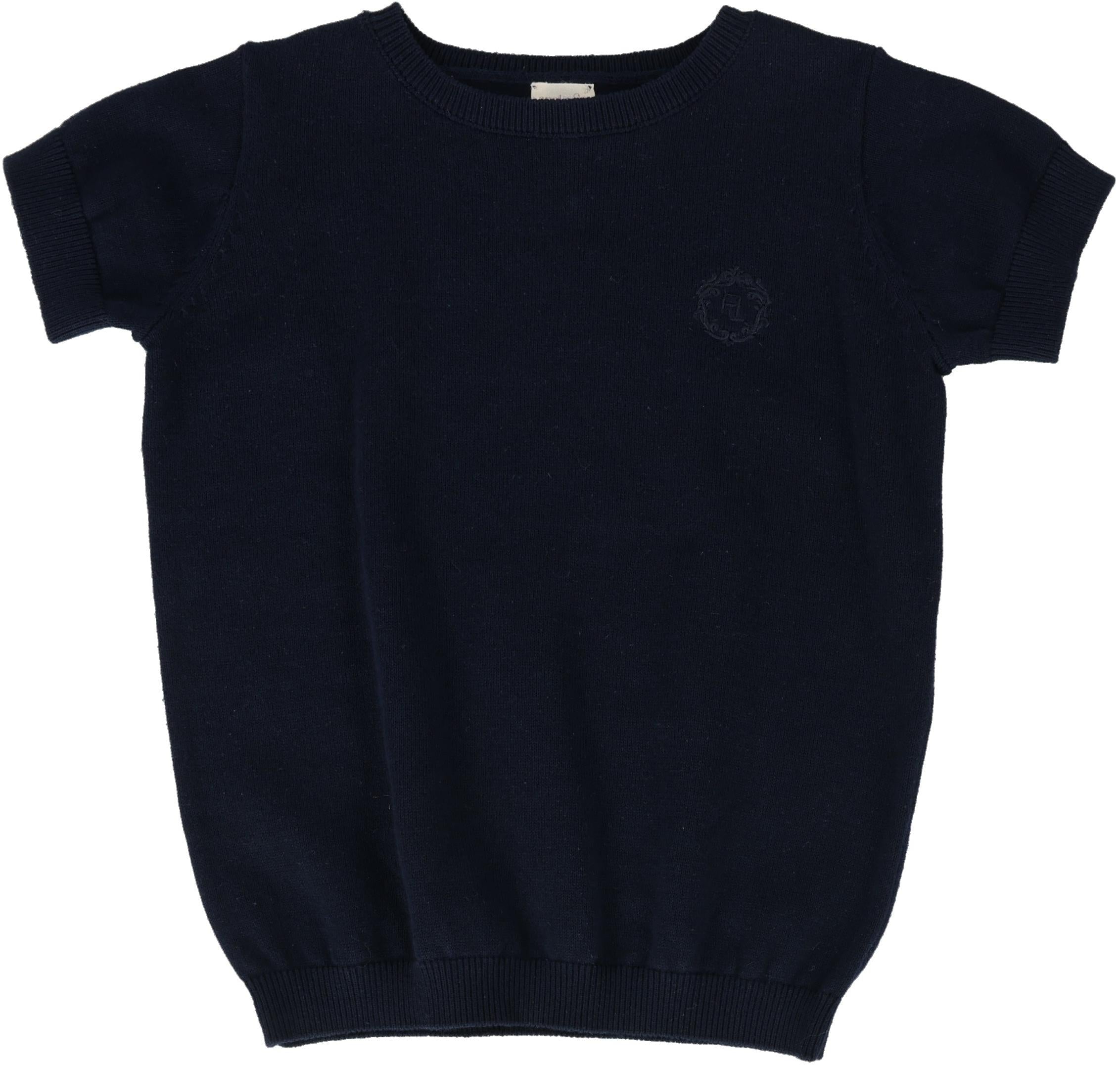 Lil Legs Boys Crewneck Sweater Short Sleeve - Navy
