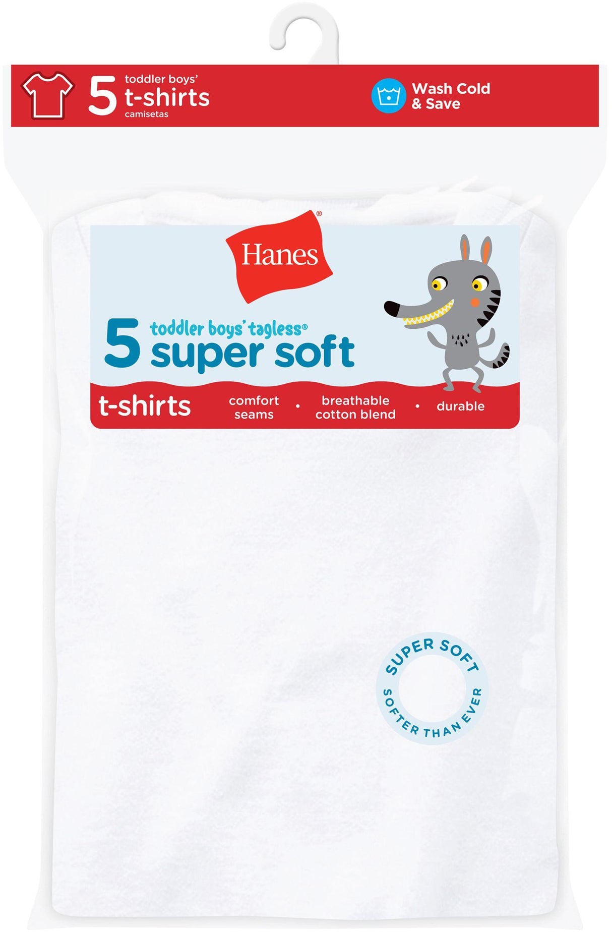 Hanes Toddler Boys Super Soft Crewneck Undershirts 5 Pack - TBUCR5