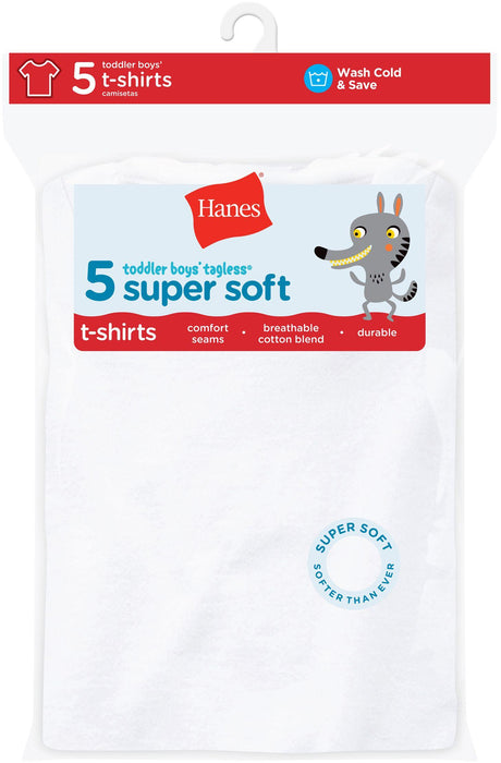 Hanes Toddler Boys Super Soft Crewneck Undershirts 5 Pack - TBUCR5