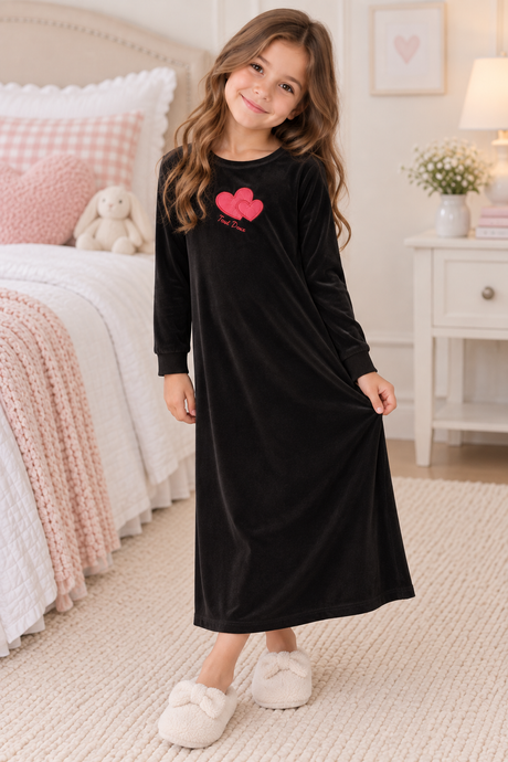 LayLay Girls Puffed Shape Velour Nightgown - W26-168RB