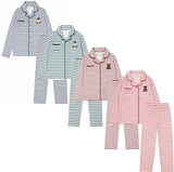 Crew Lounge Boys Girls Striped Bear Velour Grandpa Pajamas - SG3210B
