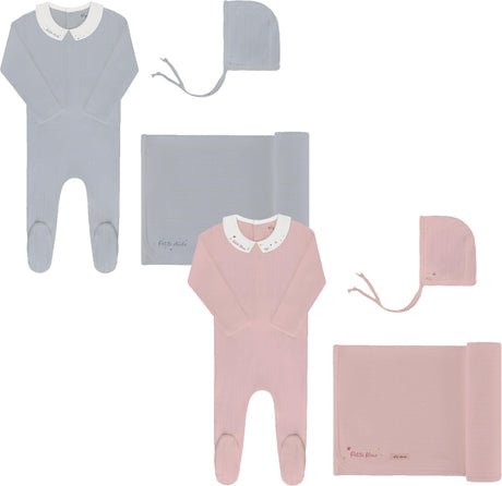 Ely's & Co Baby Boys Girls Cotton Footie, Bonnet, Blanket Gift Box Set - AW26-0017-0019