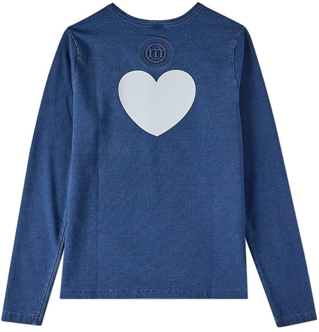 Memoi Girls Teens Denim Heart Long Sleeve T-shirt - MKC-124