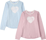 Memoi Girls Teens Distressed Heart Long Sleeve T-shirt - MKC-117