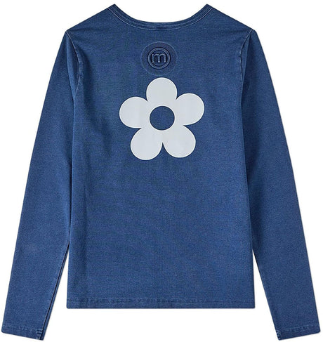 Memoi Girls Teens Denim Flower Long Sleeve T-shirt - MKC-126