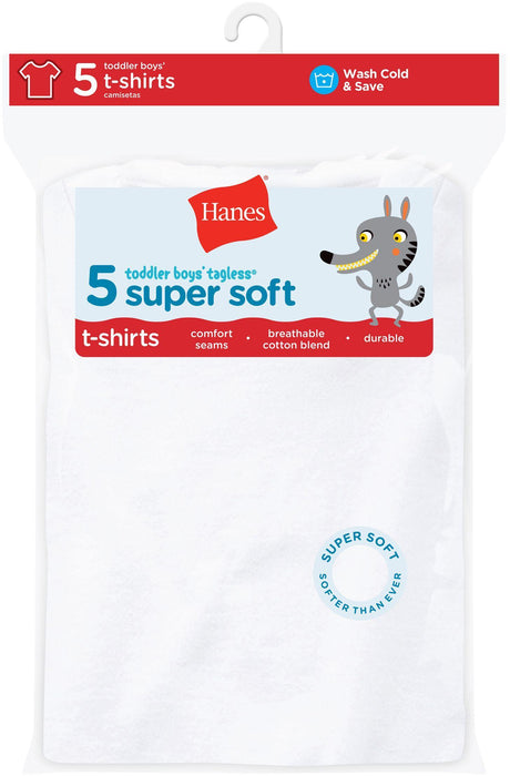 Hanes Toddler Boys Super Soft Crewneck Undershirts 5 Pack - TBUCR5