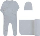 Ely's & Co Baby Boys Cotton Footie, Beanie & Blanket Gift Box Set  AW26-0015