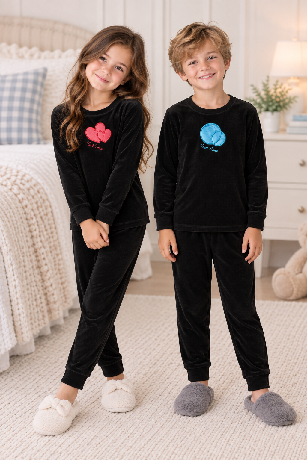 LayLay Boys Girls Puffed Shape Velour Pajamas - W26-168JS