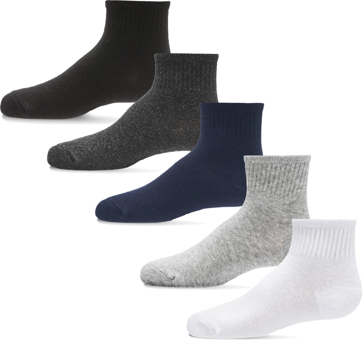 Memoi Boys Girls Unisex Ribbed Mid-Cut Cotton Blend Crew Socks 3 Pack - MK-563