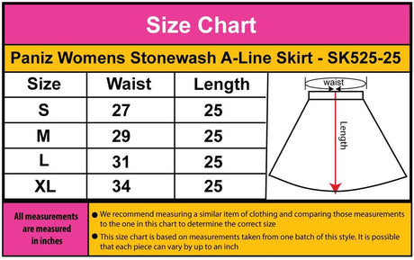 Paniz Womens Stonewash A-Line Skirt - SK525-25