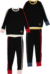 Purple Panda Boys Girls Colorblock Cotton Pajamas - PJ-BX-261407