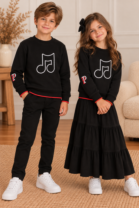 Principi Boys Girls Embroidered Music Note Sweatshirt - KW48