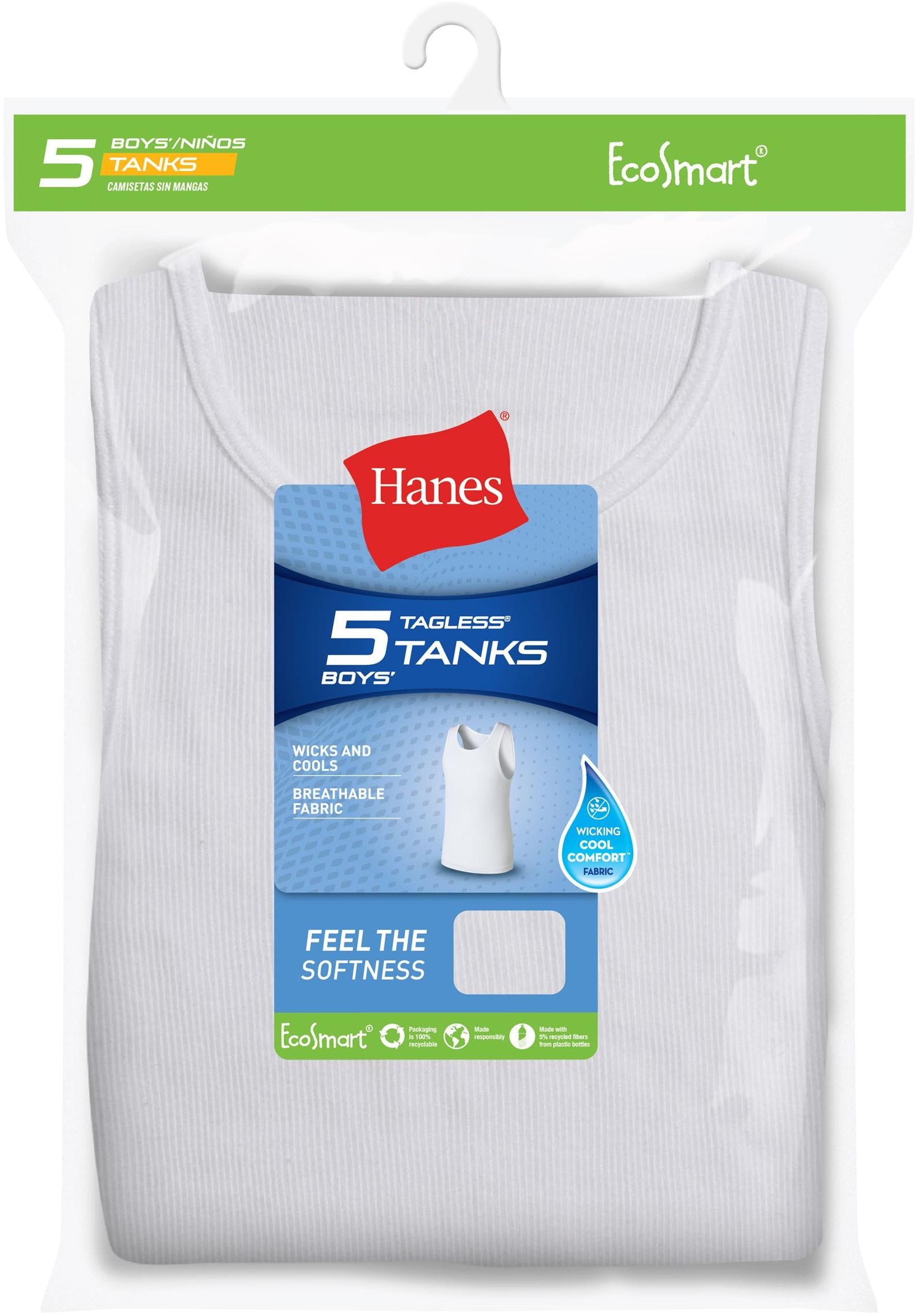 Hanes Boys EcoSmart® Tank Undershirts 5 Pack - BRLTA5 – ShirtStop