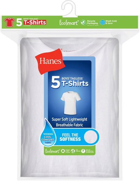 Hanes Boys EcoSmart® Crewneck Undershirts 5 Pack - BRLCR5