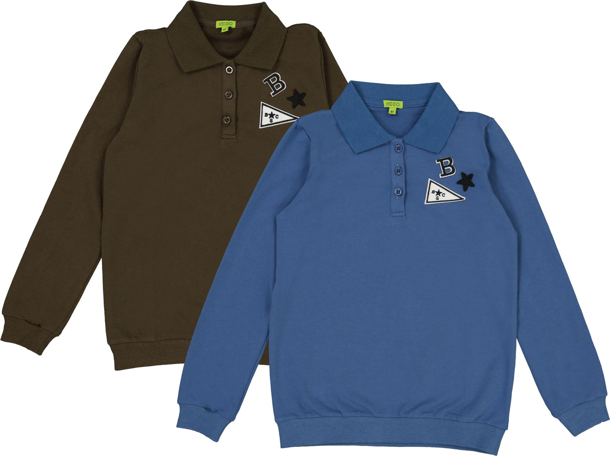Bonjoy Boys Patch Long Sleeve Polo Shirt - TW26006P