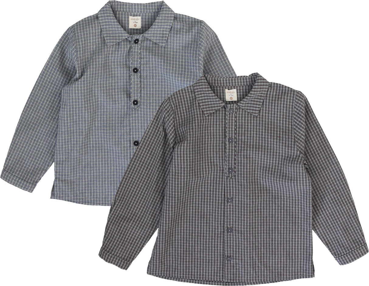 Analogie by Lil Legs Plaid Edition Collection Boys Long Sleeve Dress Shirt - AF26S533B