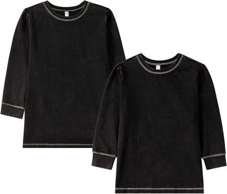 Memoi Girls Teens Heathered Long Sleeve T-shirt - MKC-123