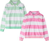 Memoi Girls Teens Summer Flag Striped Long Sleeve Polo T-shirt - MKC-119