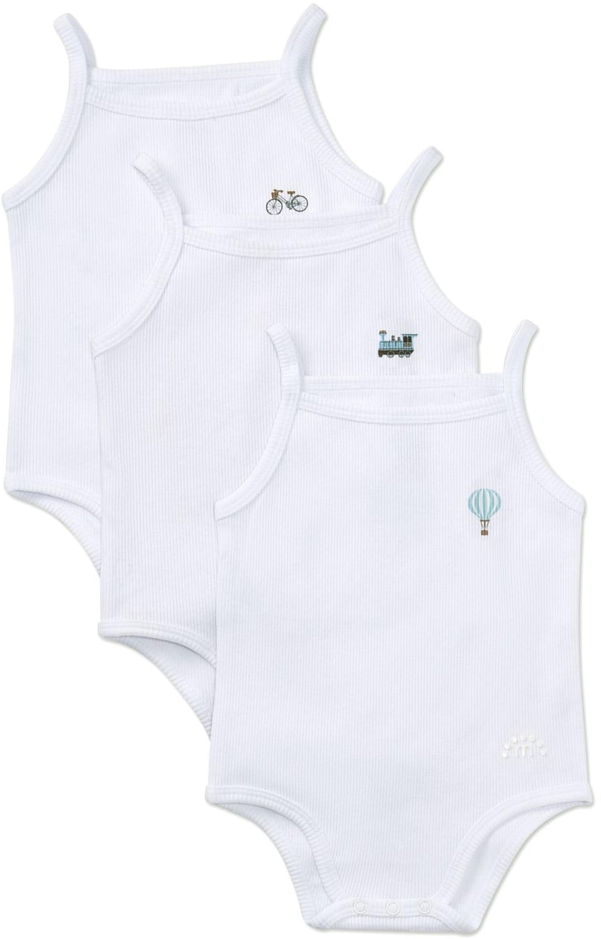 MiniMoi by Memoi Baby Boys Ribbed On The Move Sleeveless Bodysuit 3 Pack - MKU2060