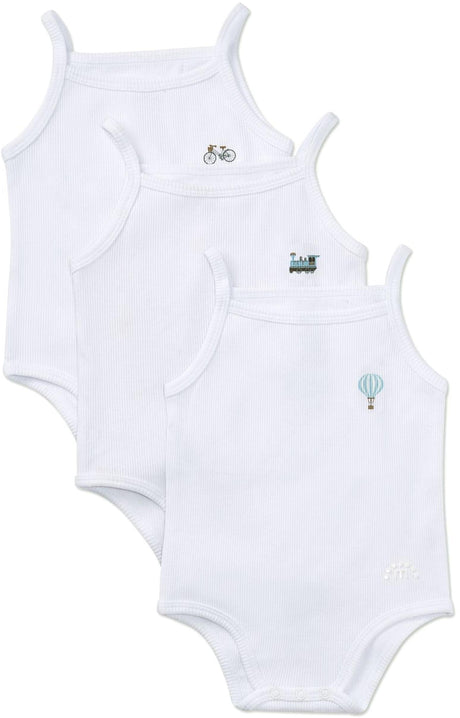 MiniMoi by Memoi Baby Boys Ribbed On The Move Sleeveless Bodysuit 3 Pack - MKU2060