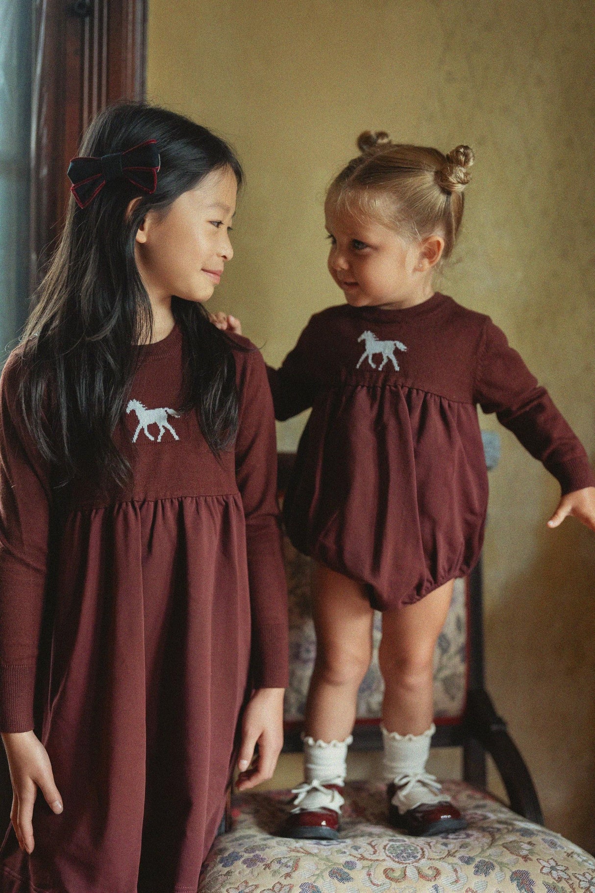 Puddles Girls Jacquard Horse Dress - WB6CY3064D