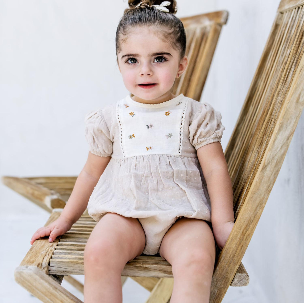 Analogie by Lil Legs Shabbos Swiss Dot Collection Girls Romper