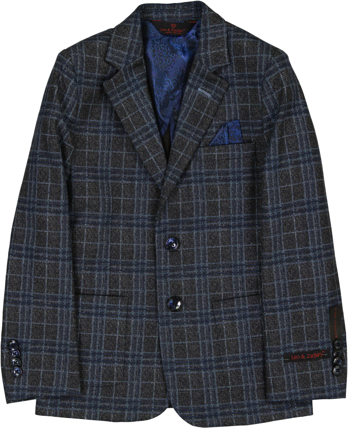 Leo & Zachary Boys Plaid Stretch Blazer - BLZ-5451/5851