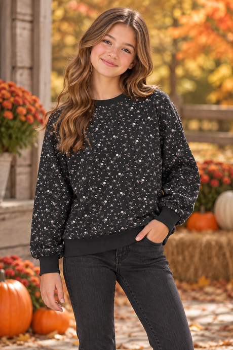 Phil and Phoebe Girls Floral Print Sweatshirt - C-28895