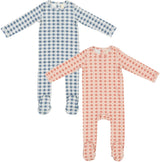 Bonjoy Baby Boys Girls Cotton Checkered Charm Footie - BLSS26073F
