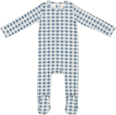 Bonjoy Baby Boys Girls Cotton Checkered Charm Footie - BLSS26073F