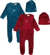 Bondoux Bebe Baby Boys Girls Cutie Velour Footie & Beanie Set - W26-344B