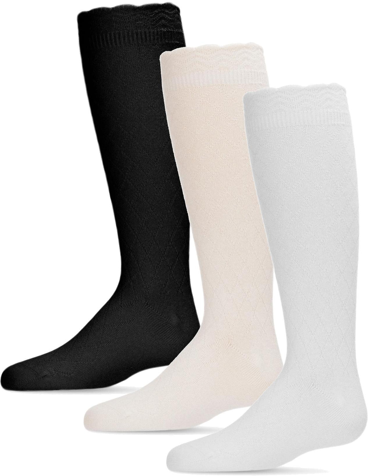 Memoi Girls Double Diamond Knee Socks - MKF-2000