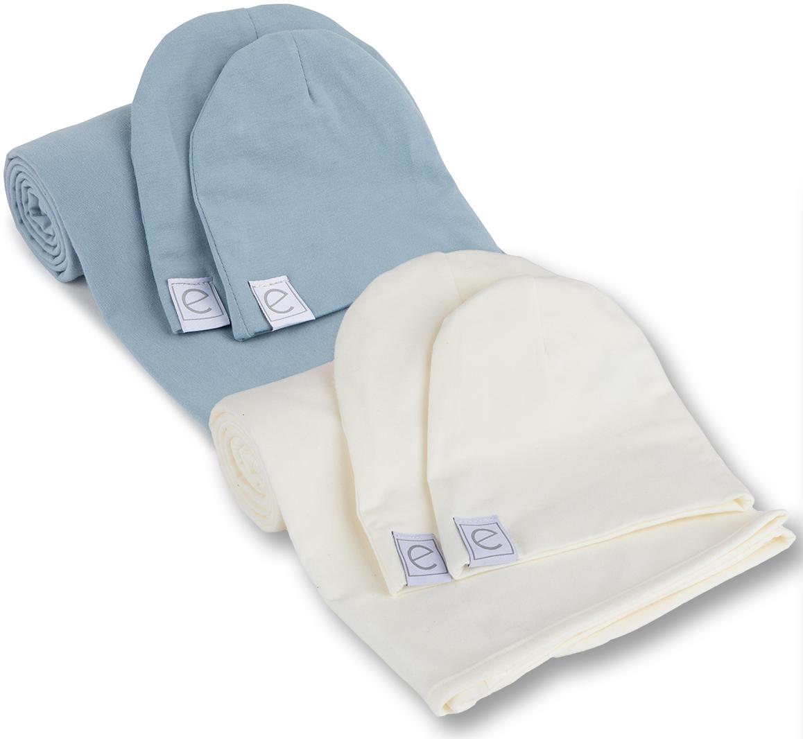 Ely's & Co Boys Girls Unisex Cotton Swaddle & Baby Hat Set