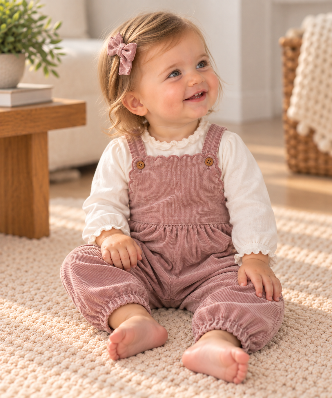 Puddles Girls Distressed Corduroy Overall - WB6CY3108O