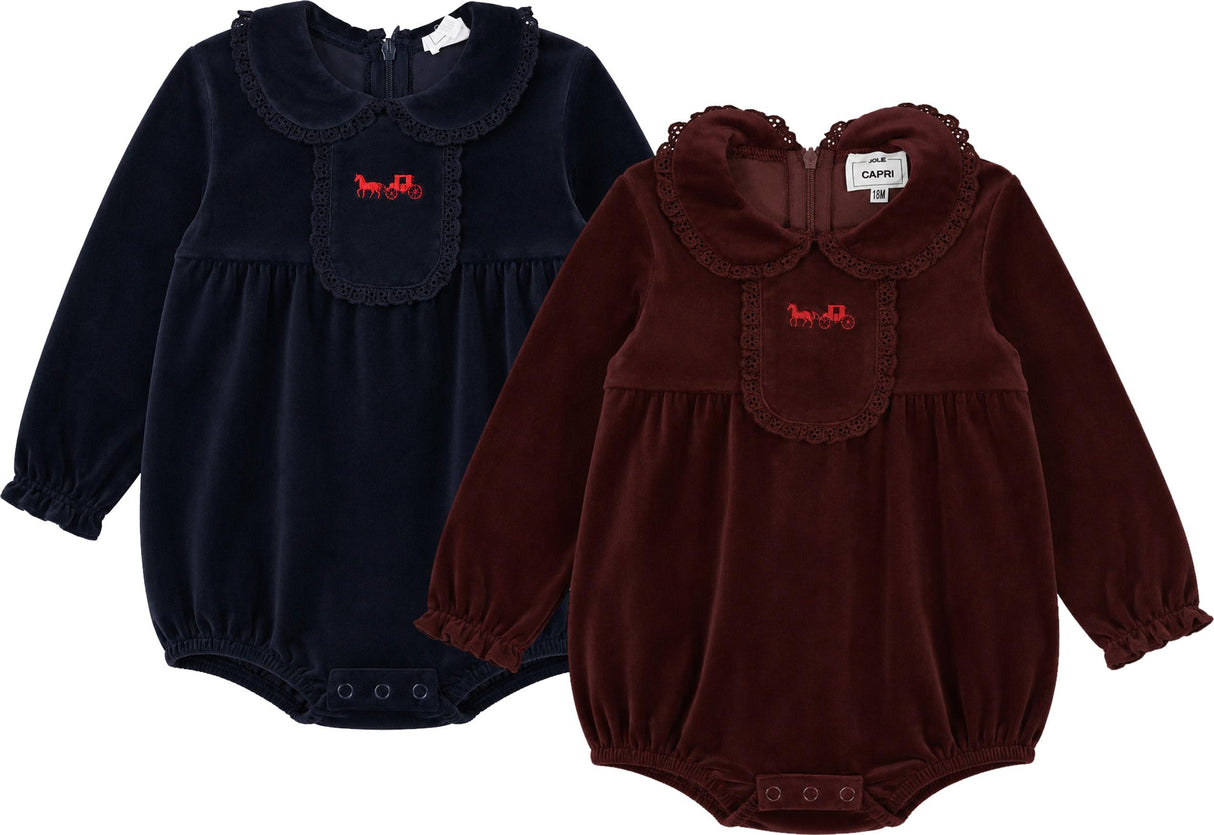 Jolie Capri Baby Girls Velvet Bubble Romper - WB6CY3150B