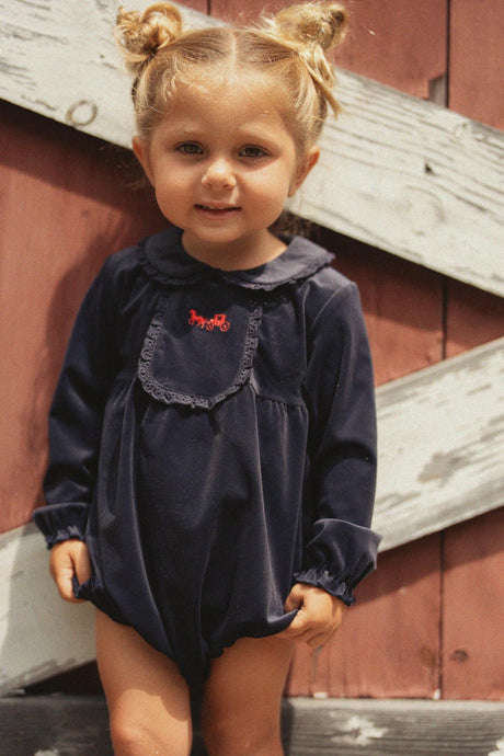Jolie Capri Baby Girls Velvet Bubble Romper - WB6CY3150B