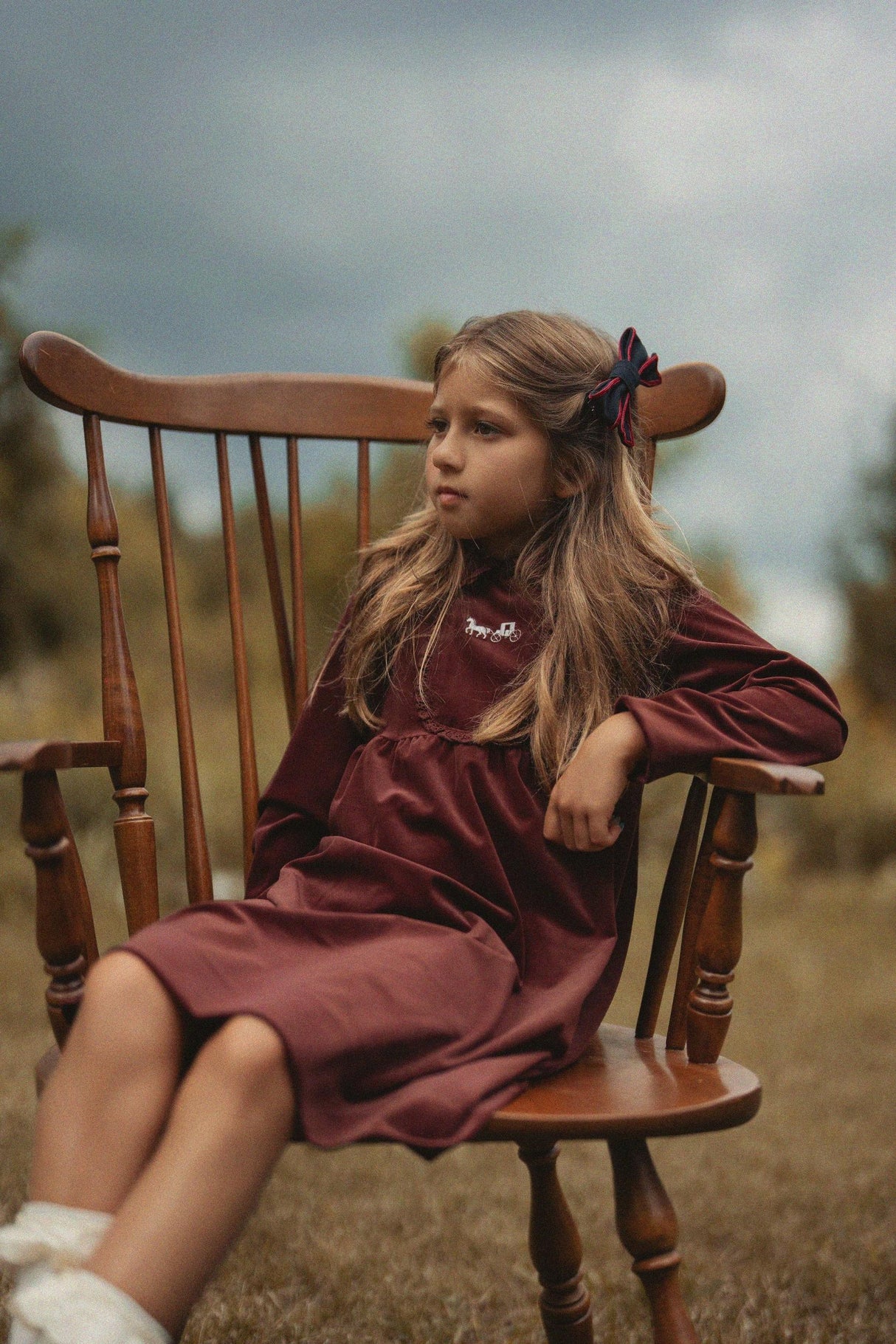 Jolie Capri Girls Velvet Eyelet Dress - WB6CY3150D