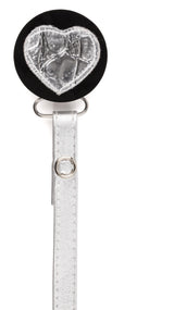 Classy Paci Black Silver Croc Heart Pacifier Clip - CPFW906