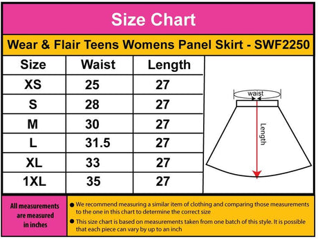 Wear & Flair Teens Womens Panel Skirt - SWF2250